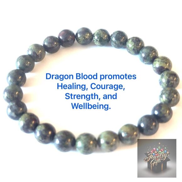 Dragon Blood Jasper Bracelet | 8mm Beads | 7.48” | Unisex Inner Strength Crystal - Picture 4 of 11